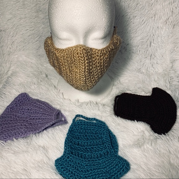 🆕Handmade/Homemade Tan/Cream Crotchet Face Mask - Picture 1 of 16